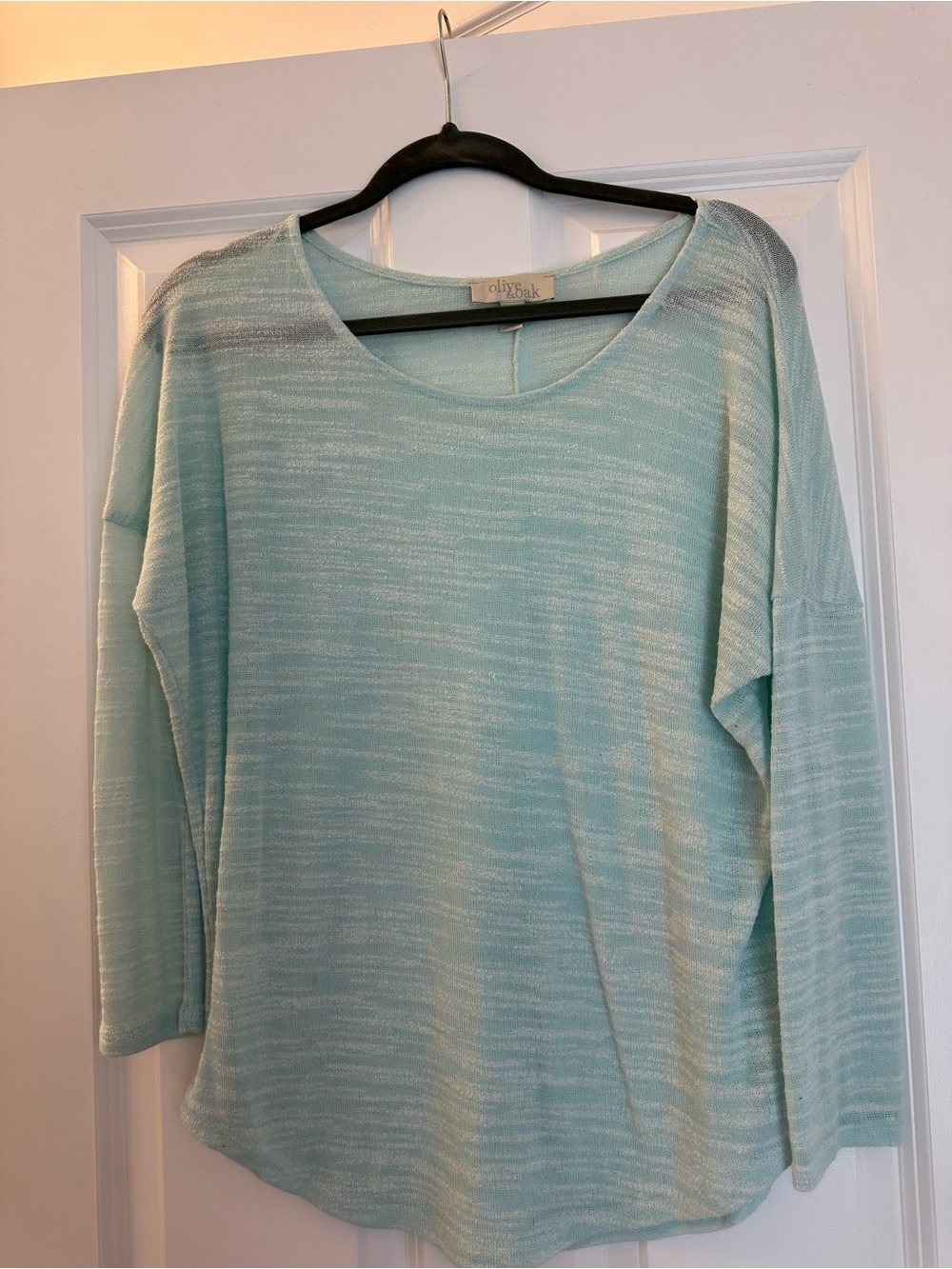 Olive & Oak Mint Aqua Lightweight Knit Long Sleeve Top